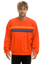 Retro 5 STRIPE RELAXED CREW SWEATSHIRT - VINTAGE ORANGE