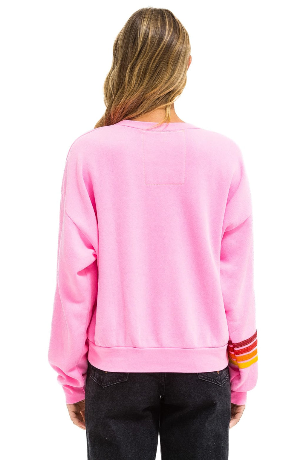 Retro UNIVERSITY OF TEXAS RUGBY STITCH CREW SWEATSHIRT RELAXED - NEON PINK