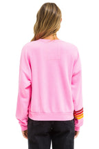 Retro UNIVERSITY OF TEXAS RUGBY STITCH CREW SWEATSHIRT RELAXED - NEON PINK