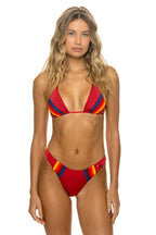Retro 5 STRIPE LUXE TRIANGLE BIKINI TOP - CRIMSON