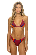 Retro 5 STRIPE LUXE TRIANGLE BIKINI TOP - BURGUNDY