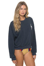 Retro BOLT STITCH RELAXED CREW SWEATSHIRT - CHARCOAL