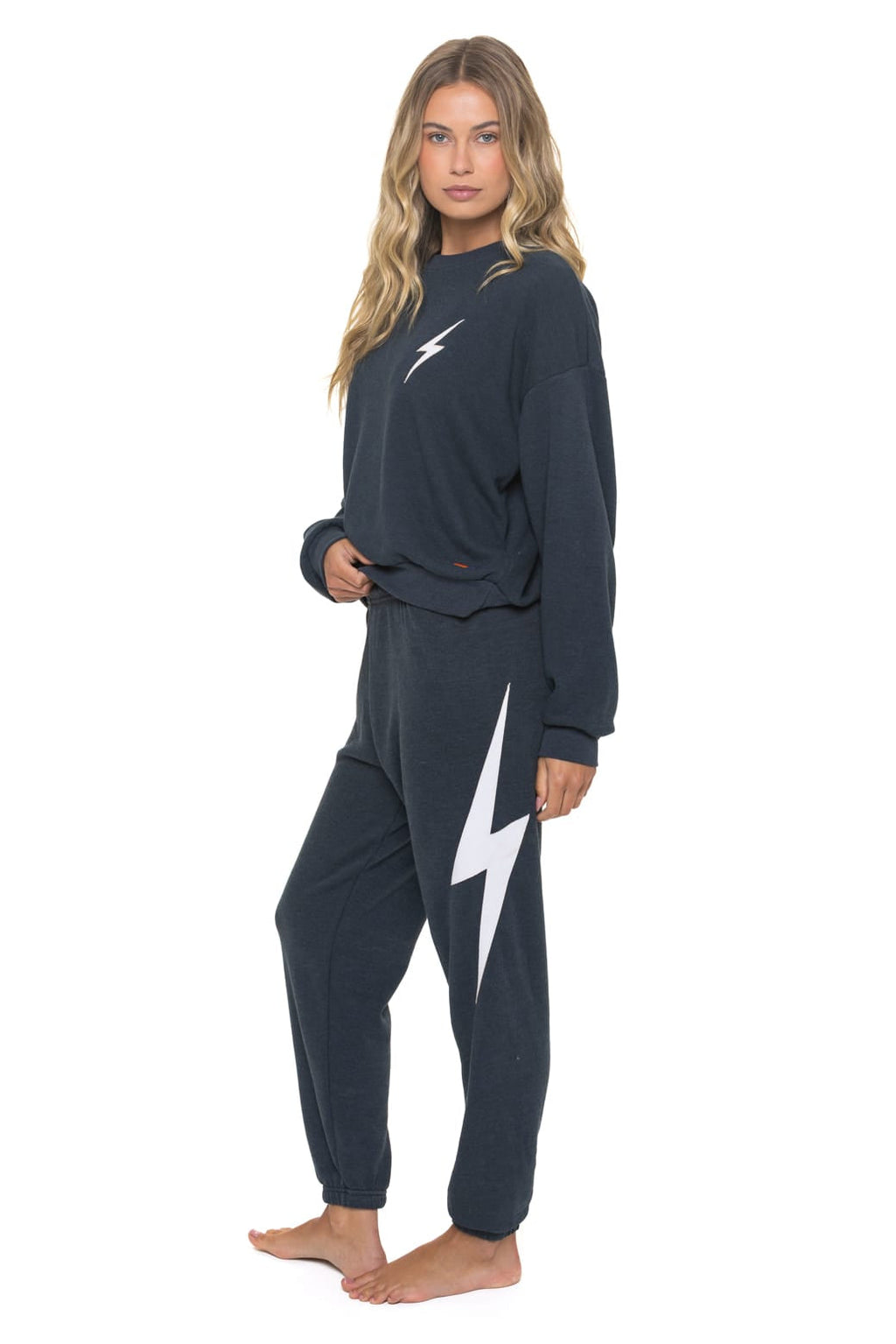 Retro BOLT STITCH RELAXED CREW SWEATSHIRT - CHARCOAL