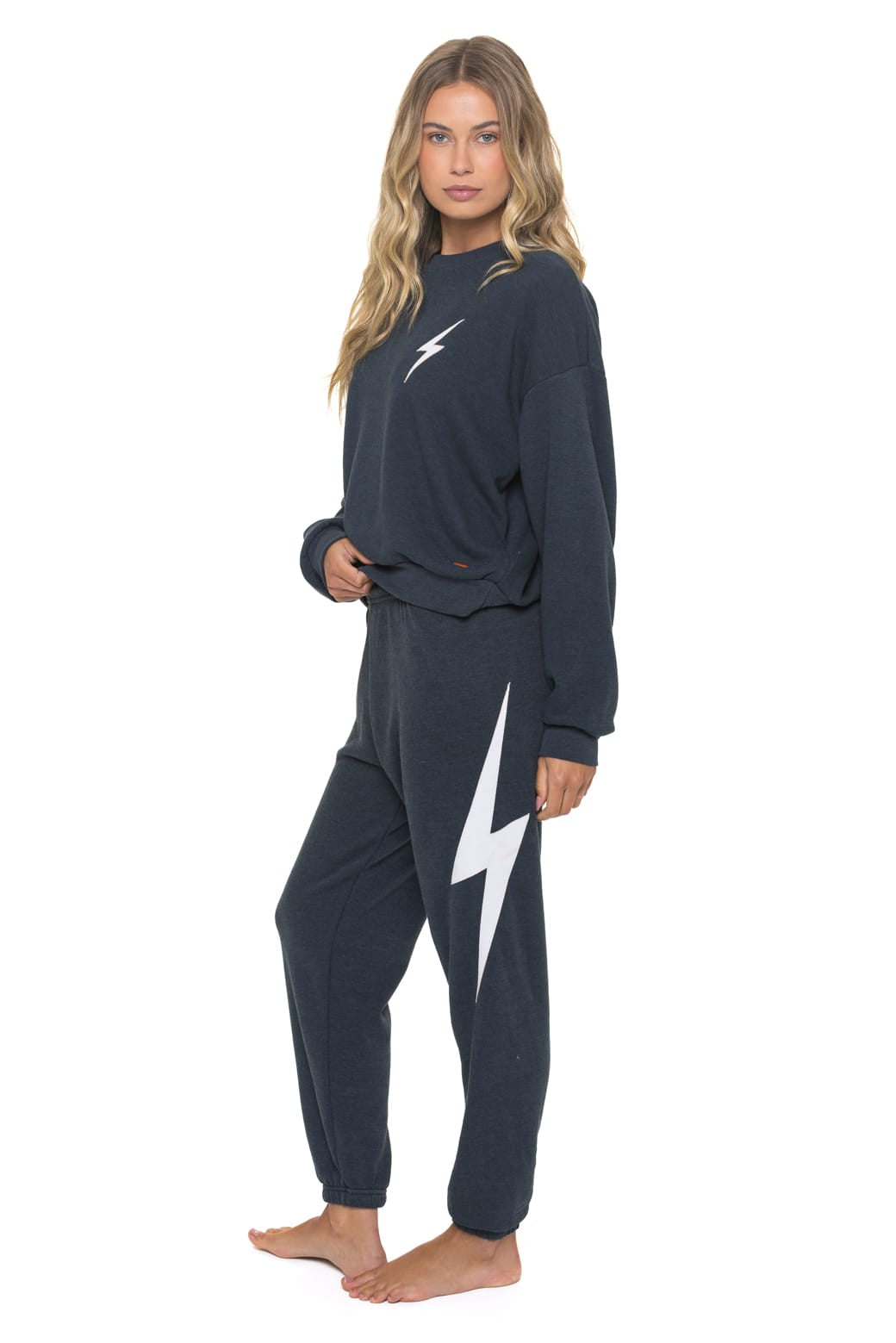 Retro BOLT STITCH RELAXED CREW SWEATSHIRT - CHARCOAL
