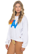 Retro LOGO RELAXED CREW SWEATSHIRT - WHITE