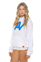 Retro LOGO PULLOVER RELAXED HOODIE - WHITE
