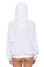 Retro LOGO PULLOVER RELAXED HOODIE - WHITE