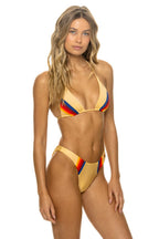 Retro 5 STRIPE LUXE TRIANGLE BIKINI TOP - GOLD