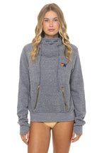 Retro NINJA PULLOVER HOODIE - HEATHER GREY