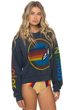 Retro AVIATOR NATION RELAXED VENICE CREW SWEATSHIRT - CHARCOAL