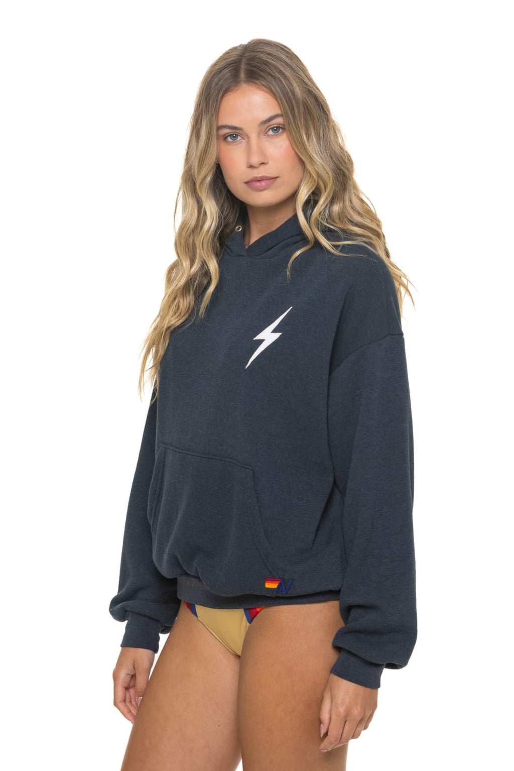 Retro BOLT STITCH RELAXED PULLOVER HOODIE - CHARCOAL
