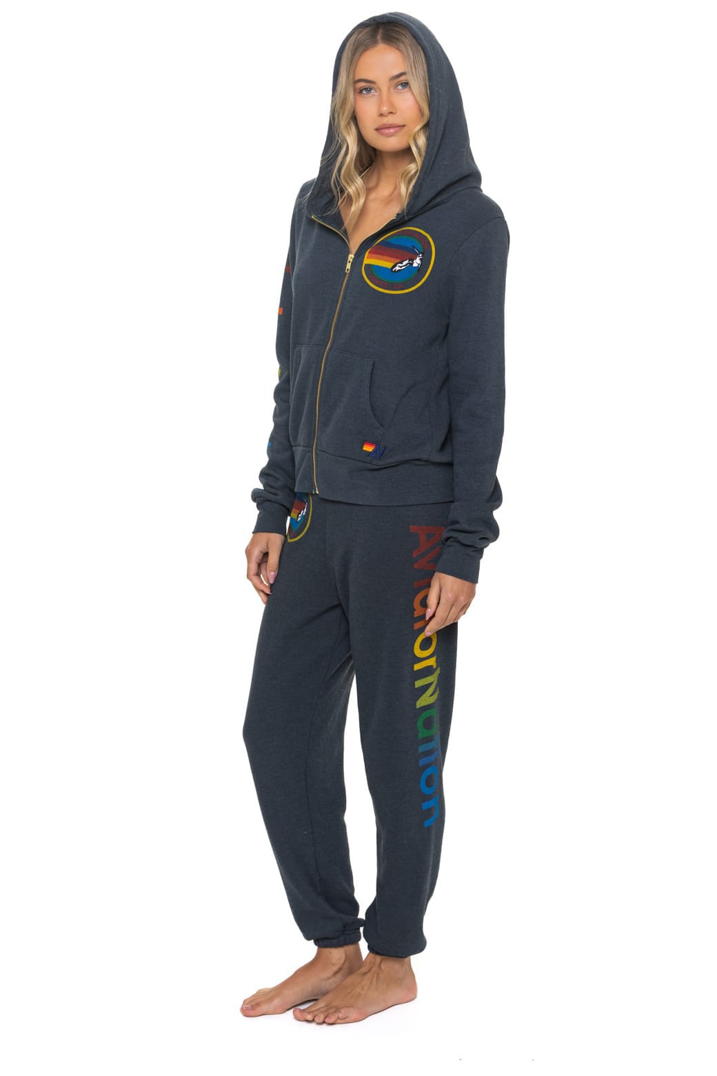 Retro AVIATOR NATION VENICE HOODIE - CHARCOAL