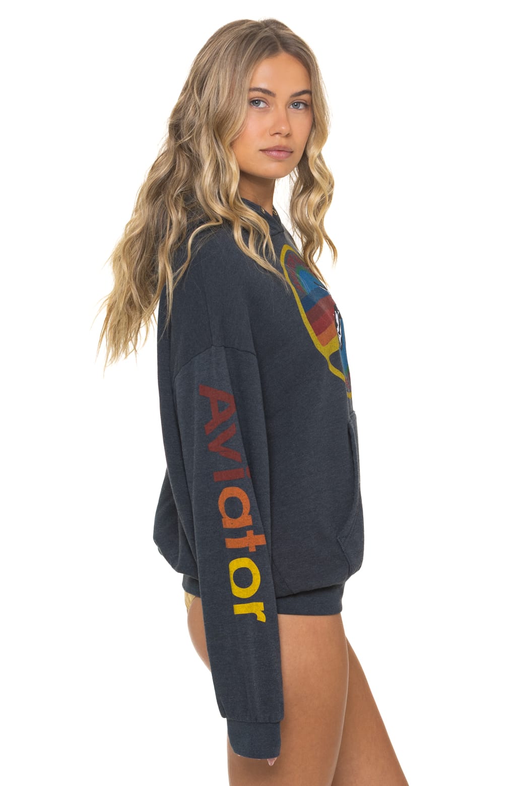 Retro AVIATOR NATION RELAXED VENICE PULLOVER HOODIE - CHARCOAL
