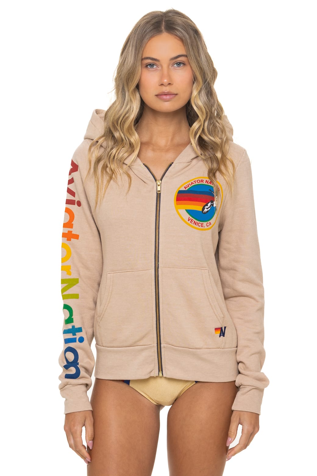 Retro AVIATOR NATION VENICE HOODIE - SAND