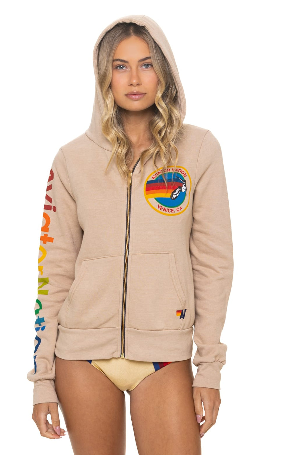 Retro AVIATOR NATION VENICE HOODIE - SAND