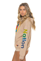 Retro AVIATOR NATION RELAXED VENICE PULLOVER HOODIE - SAND