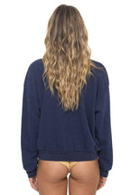 Retro BOLT STITCH RELAXED CREW SWEATSHIRT - NAVY WHITE