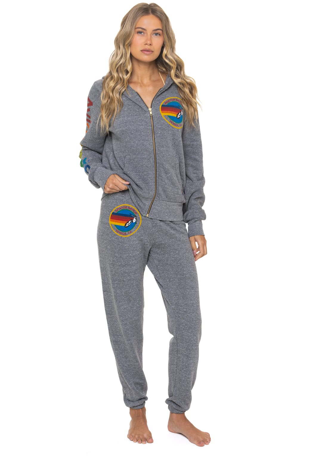 Retro AVIATOR NATION VENICE HOODIE - HEATHER GREY
