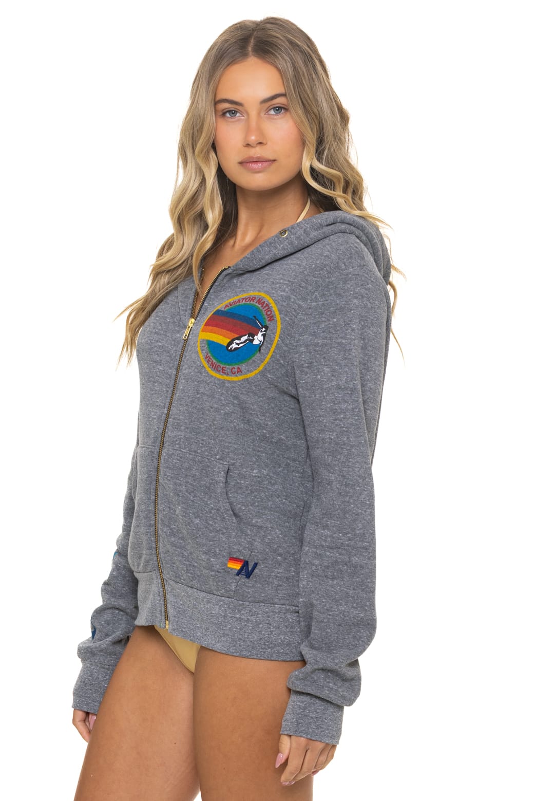 Retro AVIATOR NATION VENICE HOODIE - HEATHER GREY