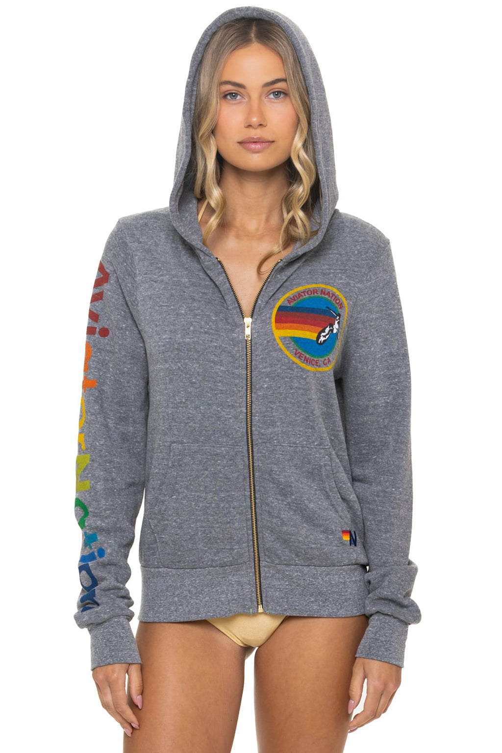 Retro AVIATOR NATION VENICE HOODIE - HEATHER GREY