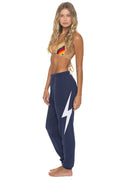 Retro BOLT STITCH SWEATPANTS - NAVY WHITE