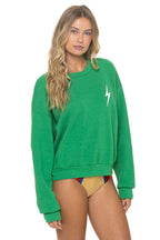 Retro BOLT STITCH RELAXED CREW SWEATSHIRT - KELLY GREEN WHITE