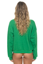 Retro BOLT STITCH RELAXED CREW SWEATSHIRT - KELLY GREEN WHITE