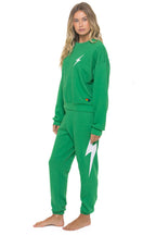Retro BOLT STITCH RELAXED CREW SWEATSHIRT - KELLY GREEN WHITE