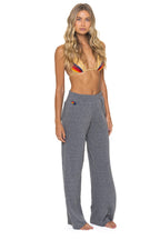 Retro 5 STRIPE WIDE LEG POCKET SWEATPANTS - HEATHER GREY