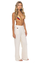 Retro 5 STRIPE WIDE LEG POCKET SWEATPANTS - VINTAGE WHITE