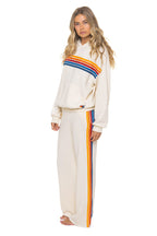 Retro 5 STRIPE WIDE LEG POCKET SWEATPANTS - VINTAGE WHITE
