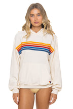 Retro 5 STRIPE RELAXED PULLOVER HOODIE - VINTAGE WHITE