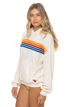 Retro 5 STRIPE RELAXED PULLOVER HOODIE - VINTAGE WHITE