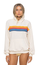 Retro 5 STRIPE RELAXED PULLOVER HOODIE - VINTAGE WHITE