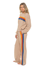 Retro 5 STRIPE RELAXED CREW SWEATSHIRT - SAND