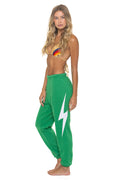 Retro BOLT STITCH SWEATPANTS - KELLY GREEN WHITE
