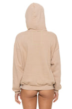Retro 5 STRIPE RELAXED PULLOVER HOODIE - SAND