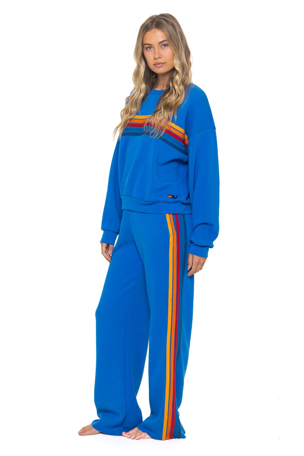 Retro 5 STRIPE RELAXED CREW SWEATSHIRT - OCEAN