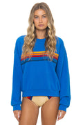 Retro 5 STRIPE RELAXED CREW SWEATSHIRT - OCEAN