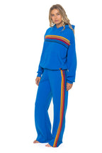 Retro 5 STRIPE RELAXED PULLOVER HOODIE - OCEAN