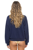 Retro 5 STRIPE RELAXED CREW SWEATSHIRT - NAVY