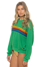 Retro 5 STRIPE RELAXED CREW SWEATSHIRT -KELLY GREEN