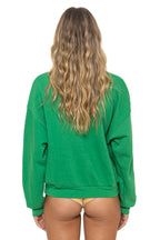 Retro 5 STRIPE RELAXED CREW SWEATSHIRT -KELLY GREEN