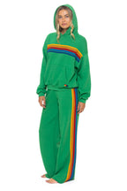 Retro 5 STRIPE RELAXED PULLOVER HOODIE - KELLY GREEN