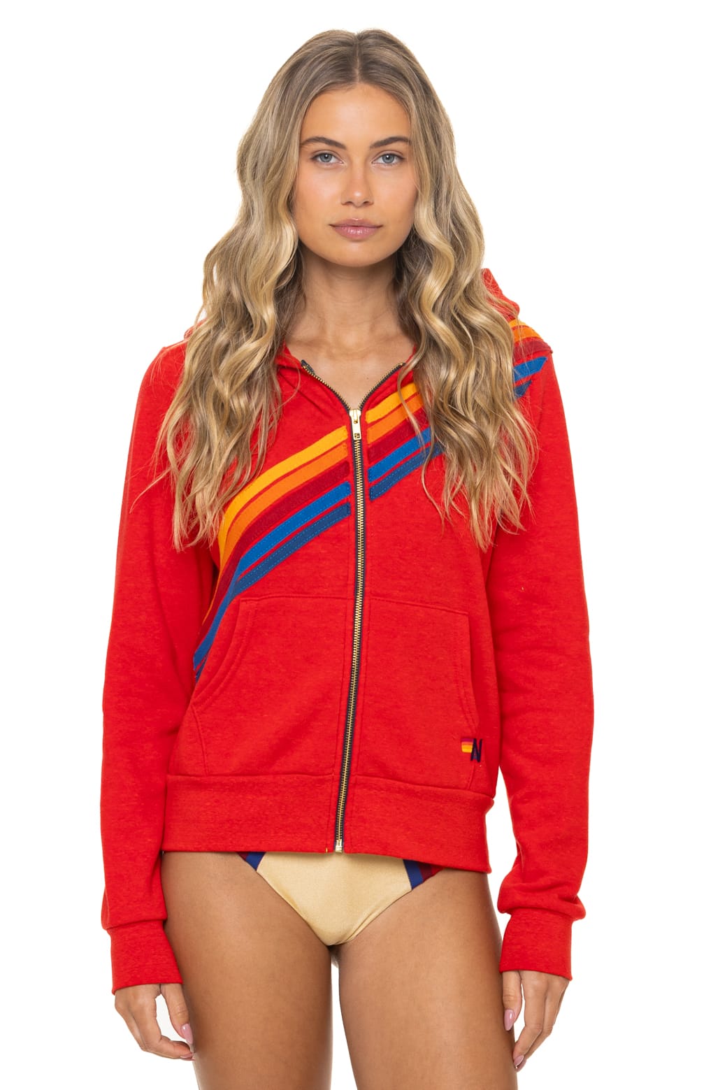 Retro DISCO ZIP HOODIE - RED