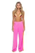 Retro 5 STRIPE WIDE LEG POCKET SWEATPANTS - NEON PINK