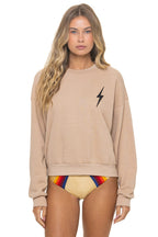 Retro BOLT STITCH RELAXED CREW SWEATSHIRT - SAND