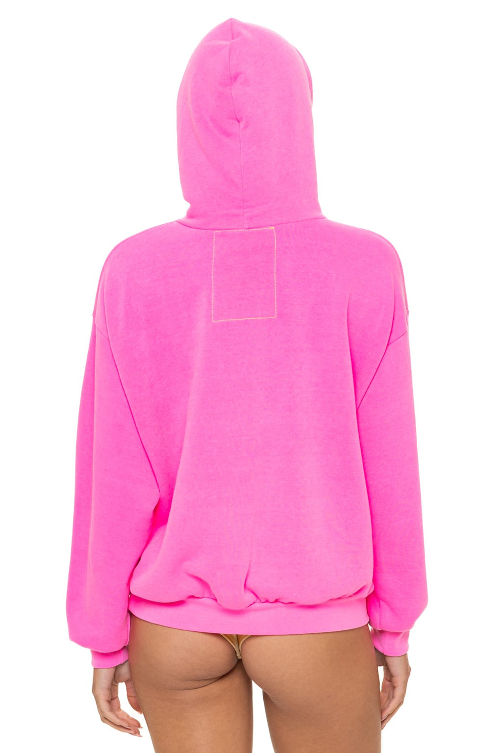 Retro 5 STRIPE RELAXED PULLOVER HOODIE - NEON PINK