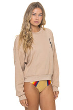 Retro BOLT STITCH RELAXED CREW SWEATSHIRT - SAND