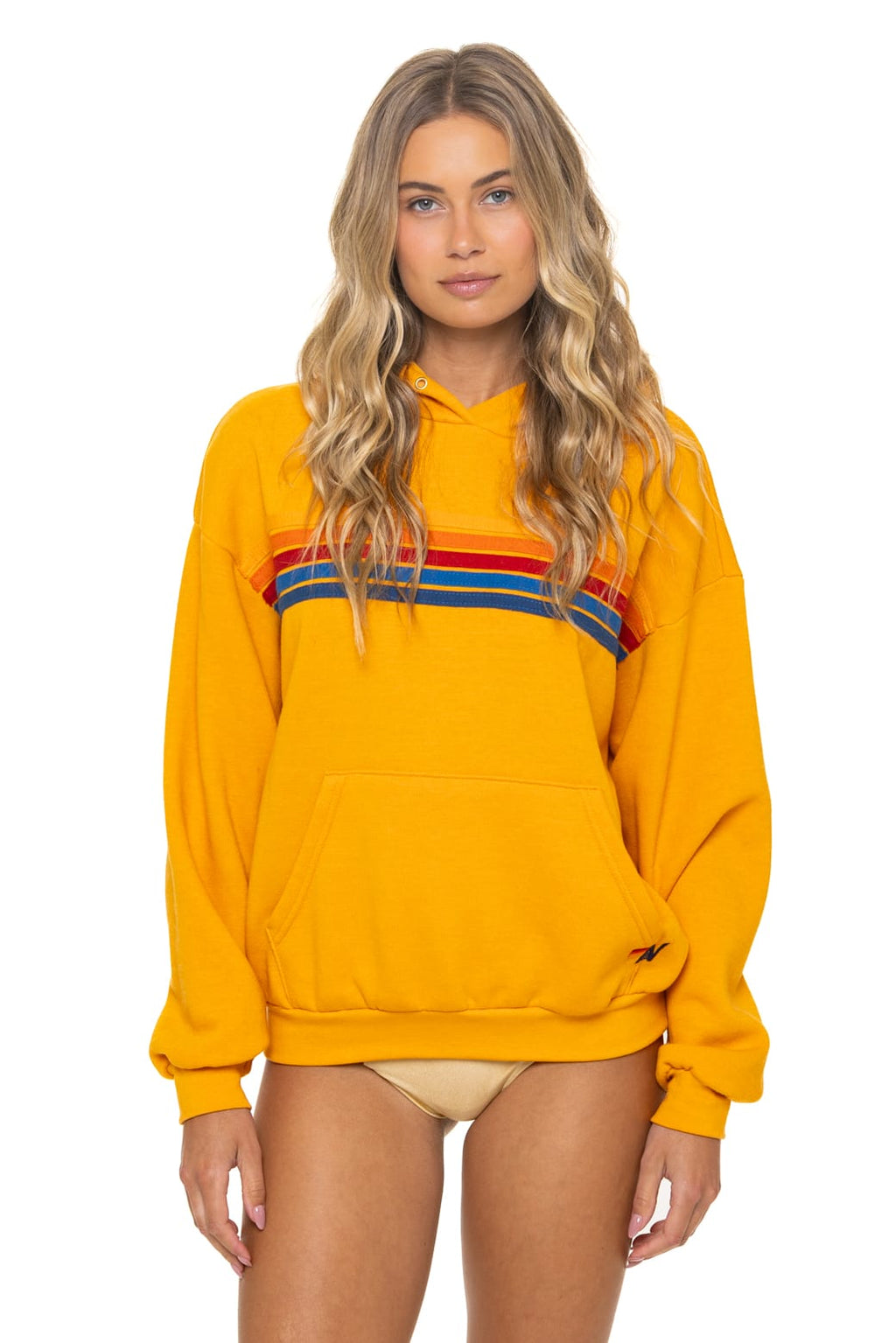 Retro 5 STRIPE RELAXED PULLOVER HOODIE - VINTAGE GOLD